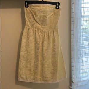 Strapless yellow seersucker sundress
